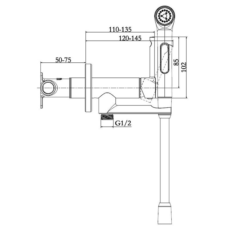 Гигиенический душ со смесителем Jacob Delafon Elate 2.0 E28317-BL черный матовый
