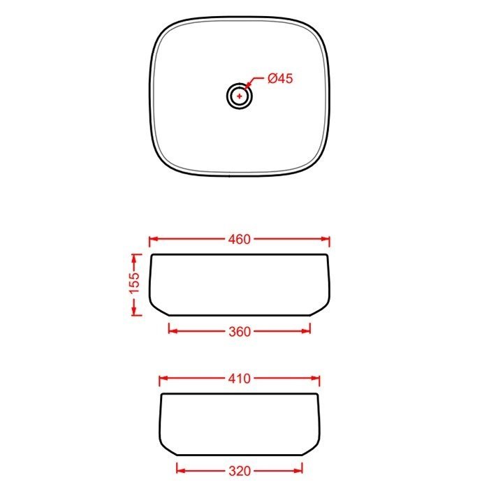 Раковина накладная 46см ArtCeram Cognac Quadro COL007 белый