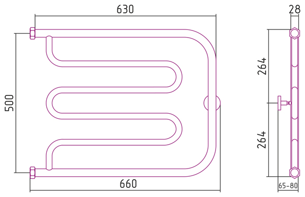 Полотенцесушитель водяной Сунержа Лира 50х65 золото матовое