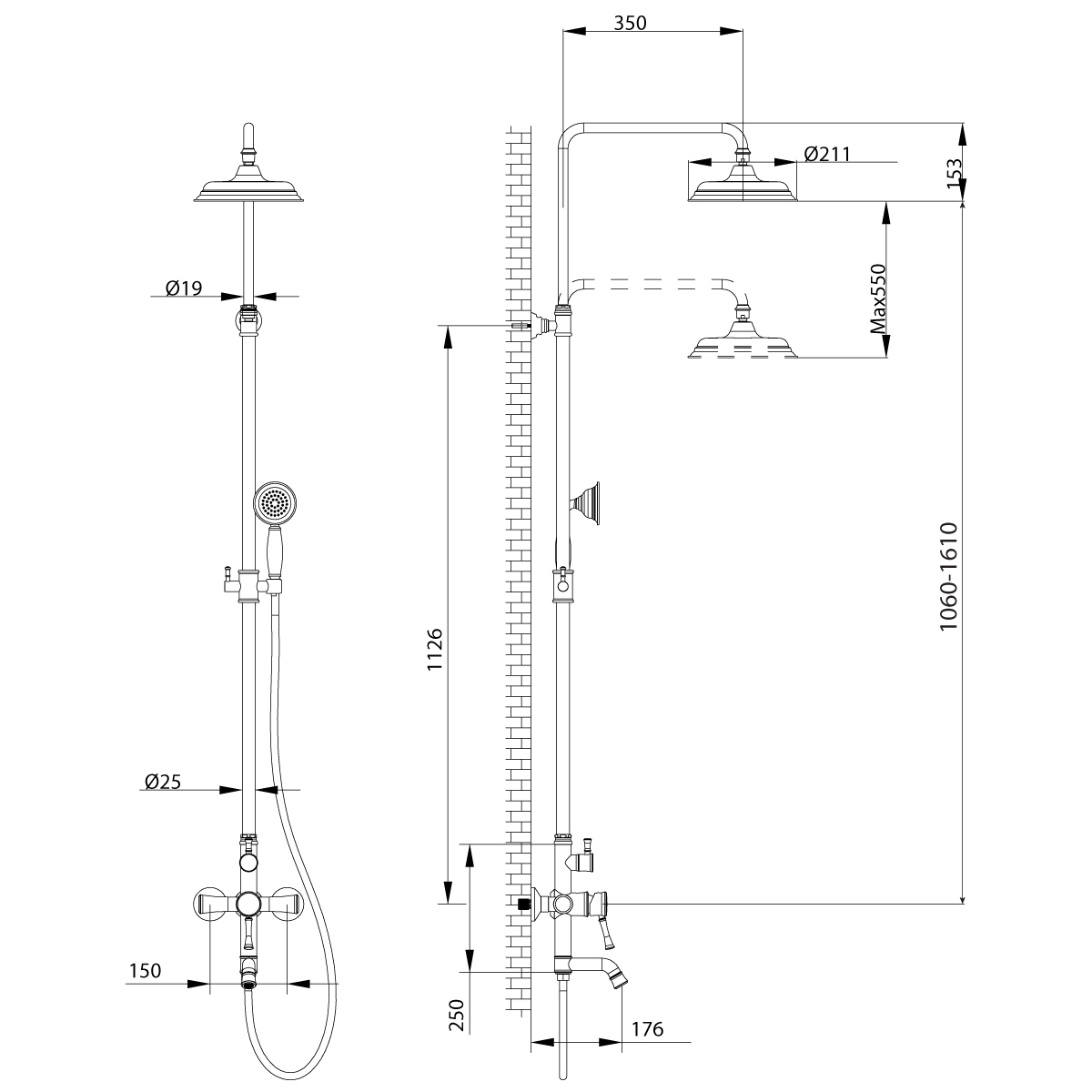 Душевая стойка Lemark Peretto LM6362RB черный кофе