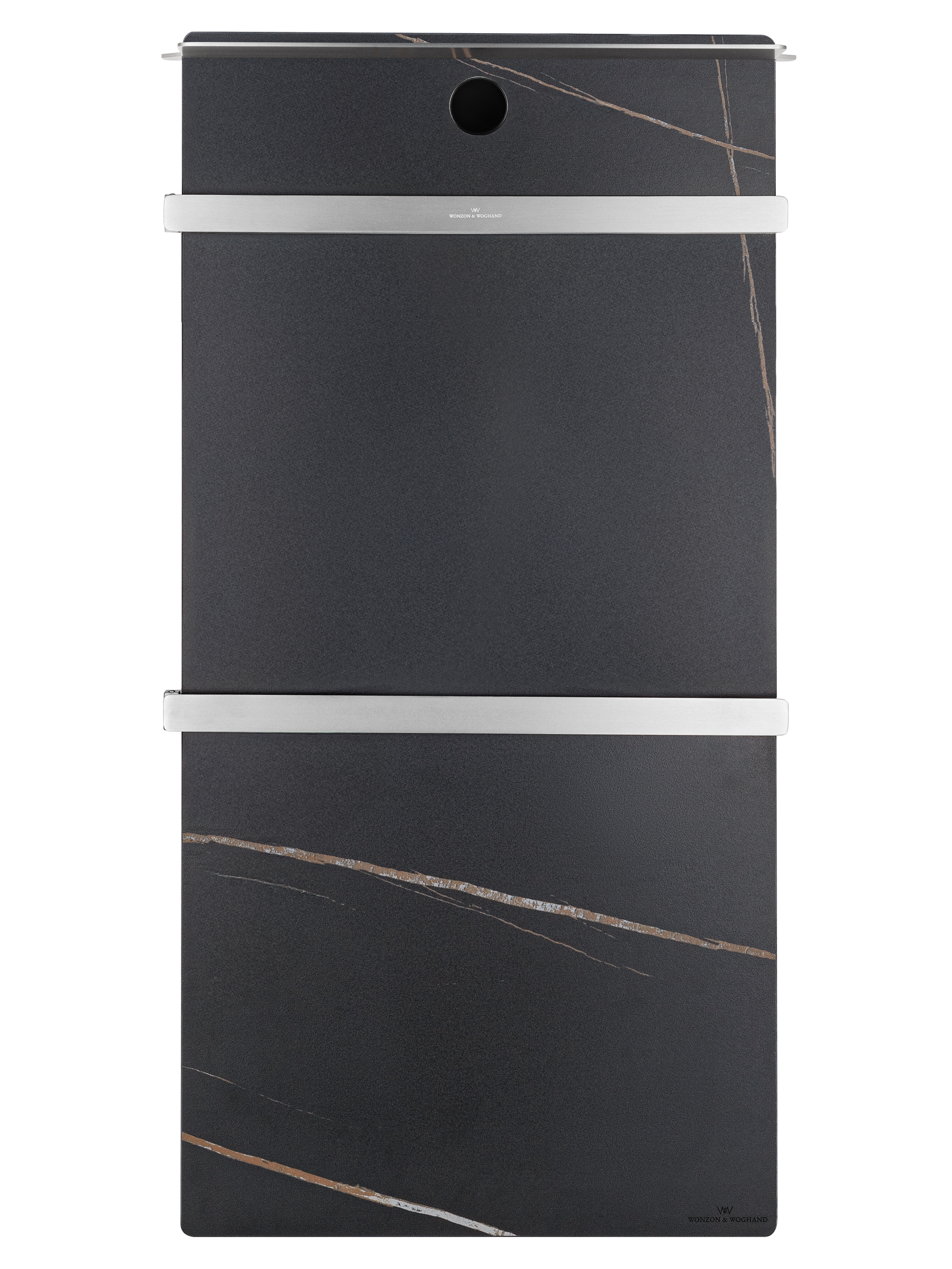 Полотенцесушитель электрический с каменной плитой Черный мрамор WONZON & WOGHAND STUTTGART, Брашированный никель (WW-A504-BR)