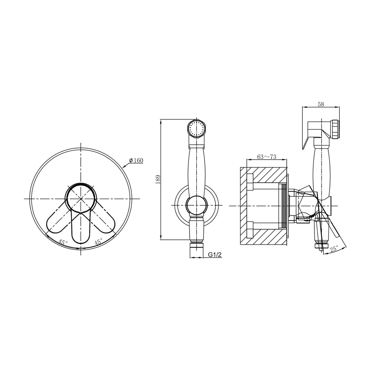 Гигиенический душ со смесителем D&K Rhein DA1395001, хром