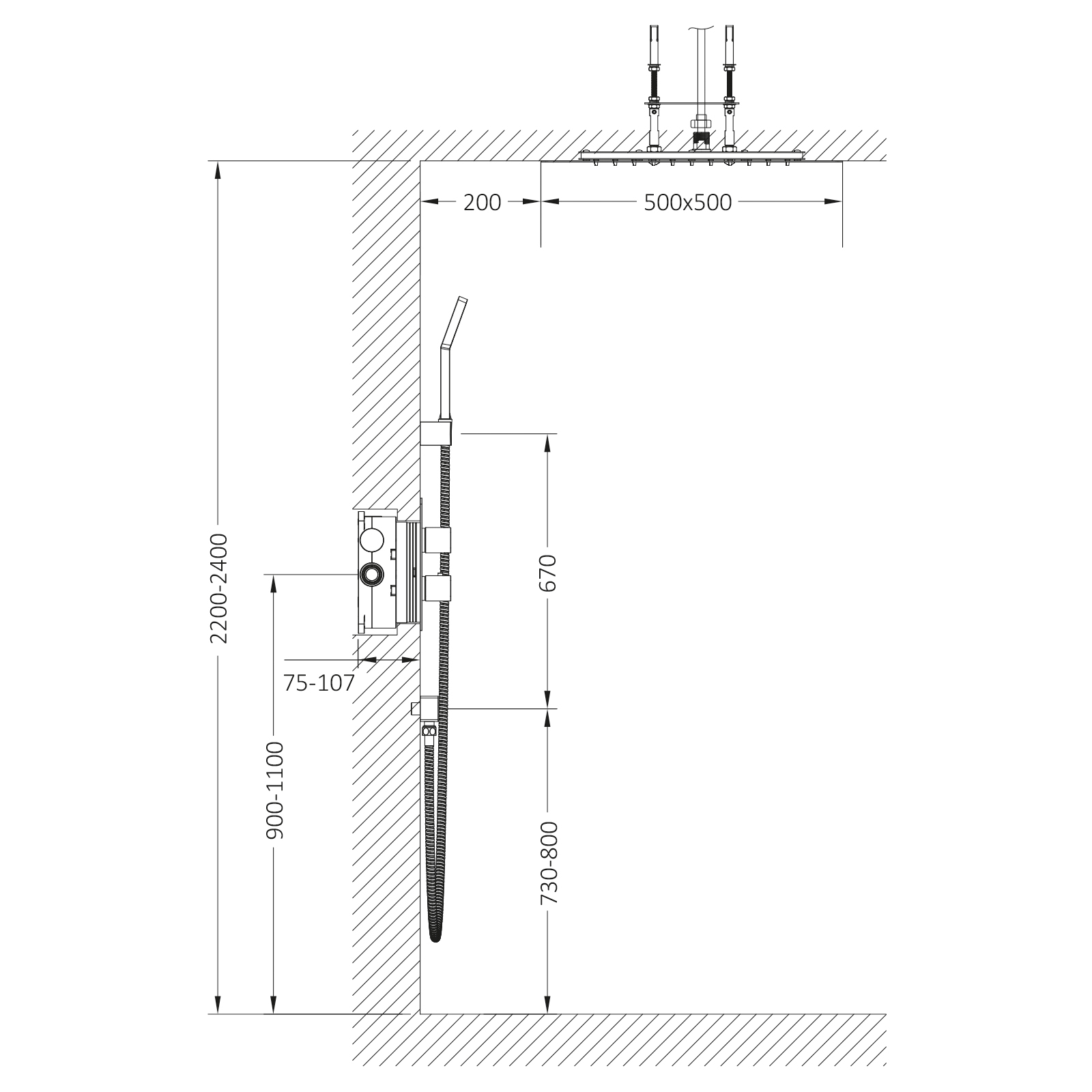 Душевая система встраиваемая с термостатом Timo Petruma SX-5029/03SM черный матовый