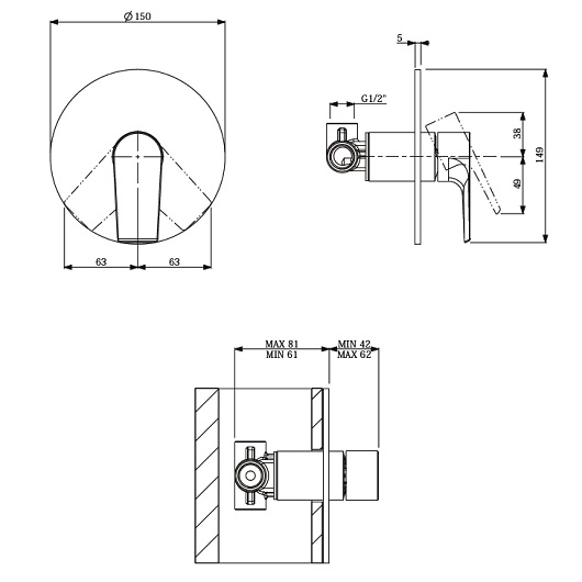 Смеситель для душа Villeroy & Boch Liberty TVS10700100061 хром