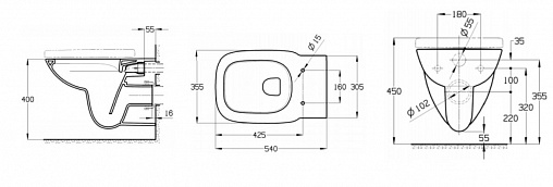 Комплект унитаза с инсталляцией Roca Debba 893104970, глубина унитаза 54см, без клавиши в комплекте, с микролифтом, безободковый, быстросъемное