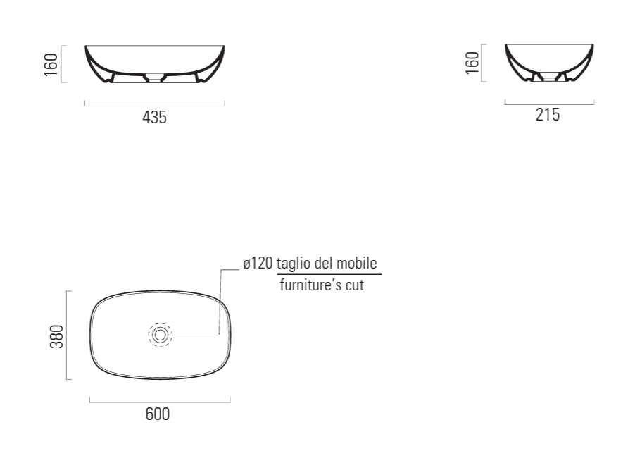 Раковина накладная 60см GSI Nubes 978311 белая