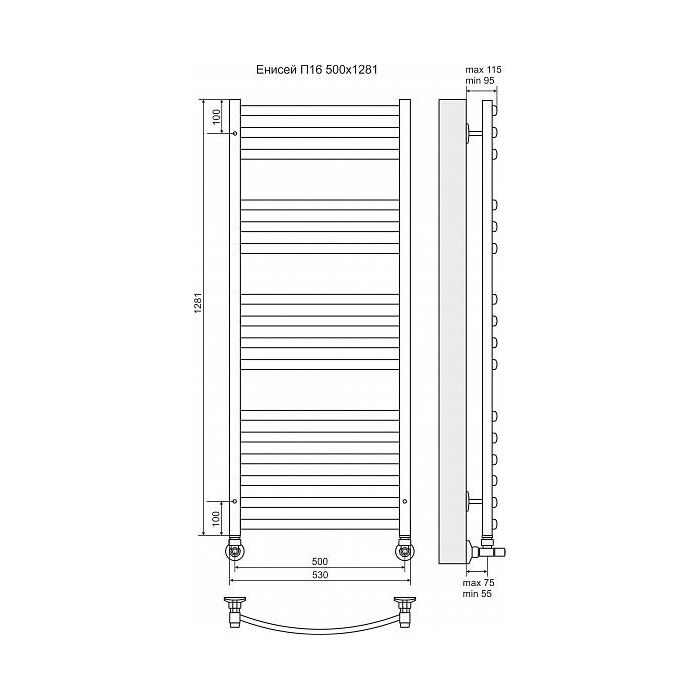 Полотенцесушитель водяной Terminus Енисей П16 500x1281