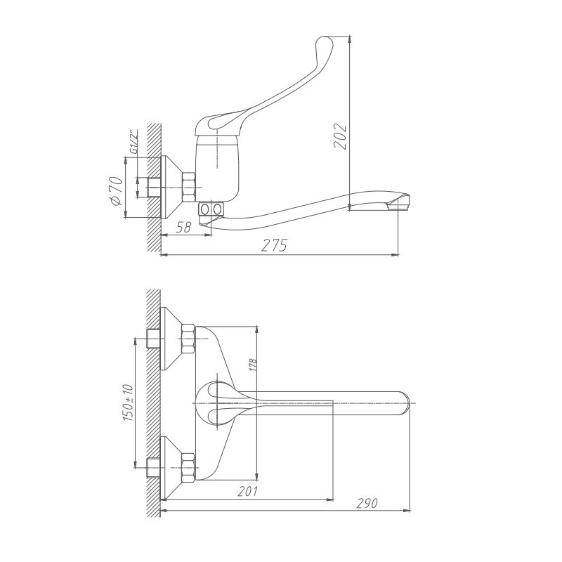 Смеситель для кухни с хирургической ручкой Haiba HB4654, хром