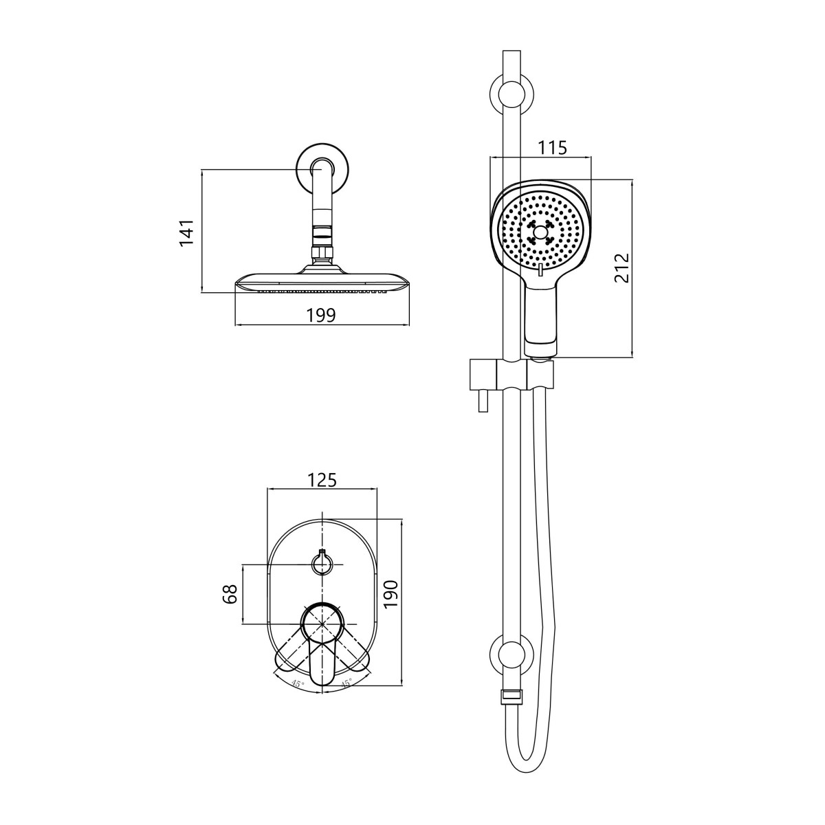 Душевая система встраиваемая D&K Rhein DA1395701, хром