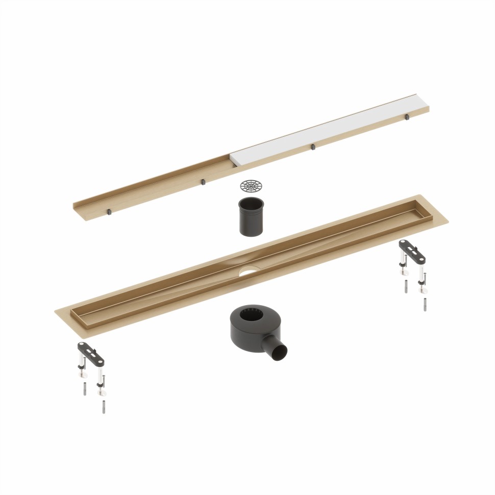 Душевой лоток (двухсторонняя решетка) TIMO Drain System DS230207/17, матовое золото