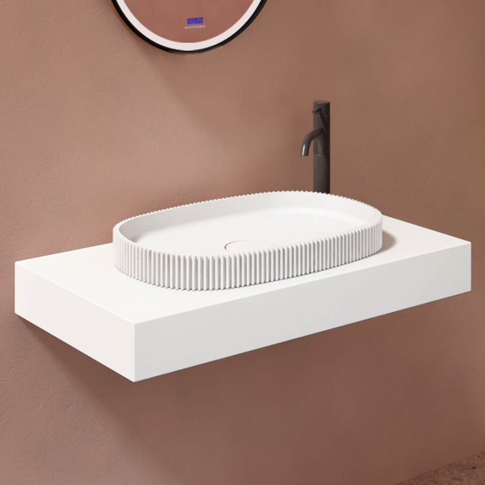 Раковина накладная 55см ABBER Stein AS2601 белый