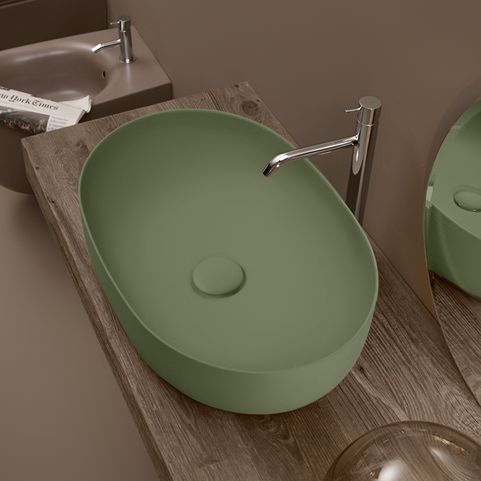 Раковина накладная 60см Kerasan Nolita 534311 зеленый матовый