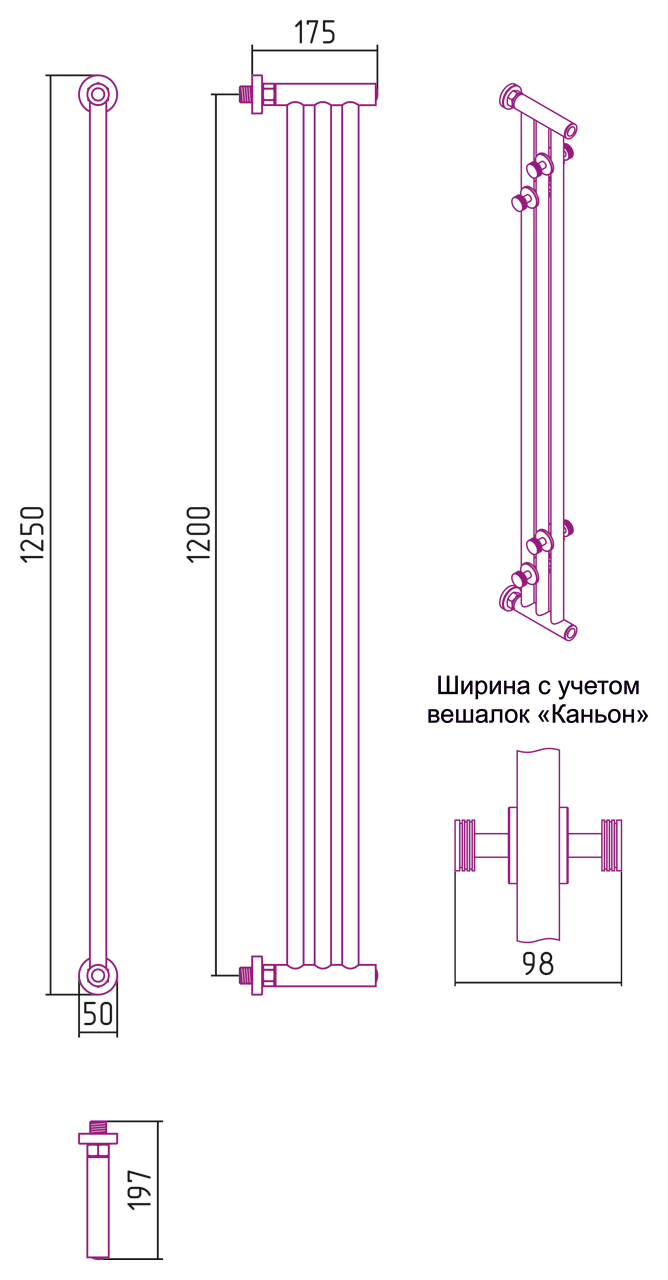 Полотенцесушитель водяной Сунержа Хорда 120х5 белый матовый