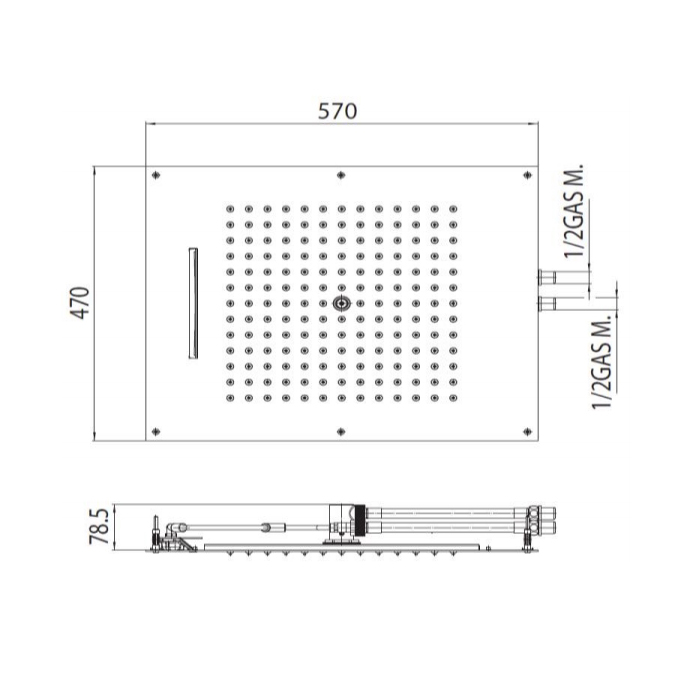 Верхний душ Bossini Dream H38925.073 черный матовый