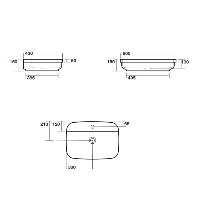 Раковина встраиваемая сверху / накладная 60см Kerasan Tribeca 514201*1 белый