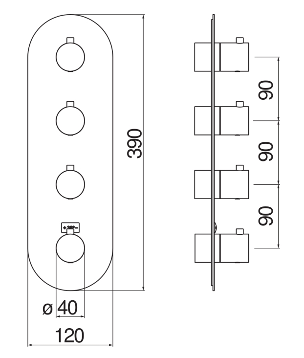Смеситель для душа с термостатом на 4 выхода Nobili Live WE00104/TBM черный матовый