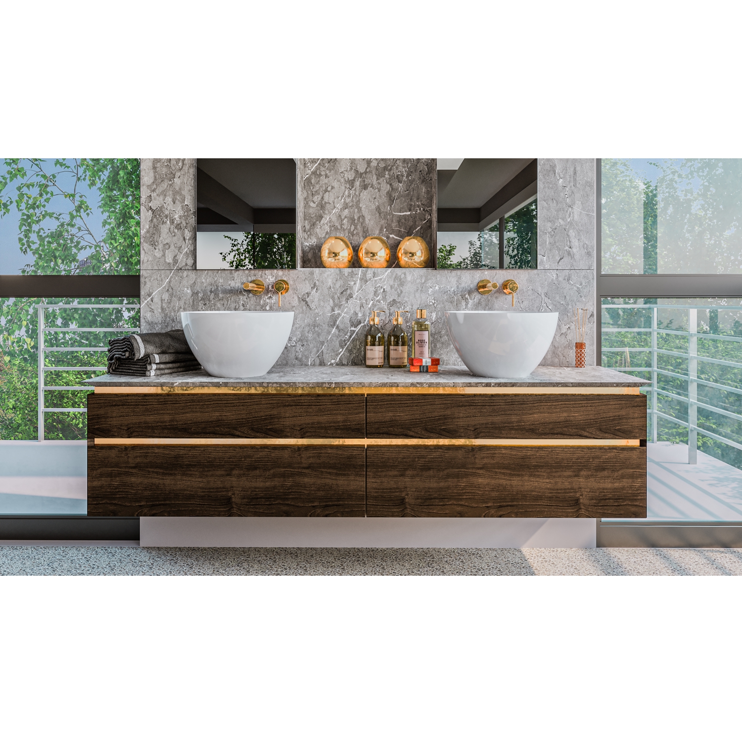 Умывальник WHITECROSS Amethyst D=50 (белый глянец) иск. камень