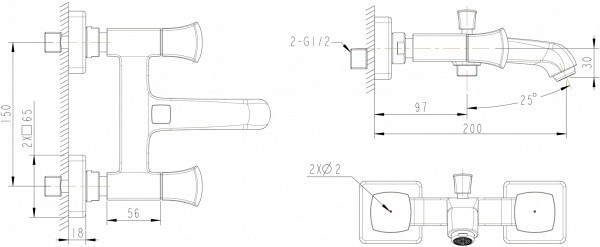 Смеситель для ванны с душем Bravat Whirlpool F578112C хром