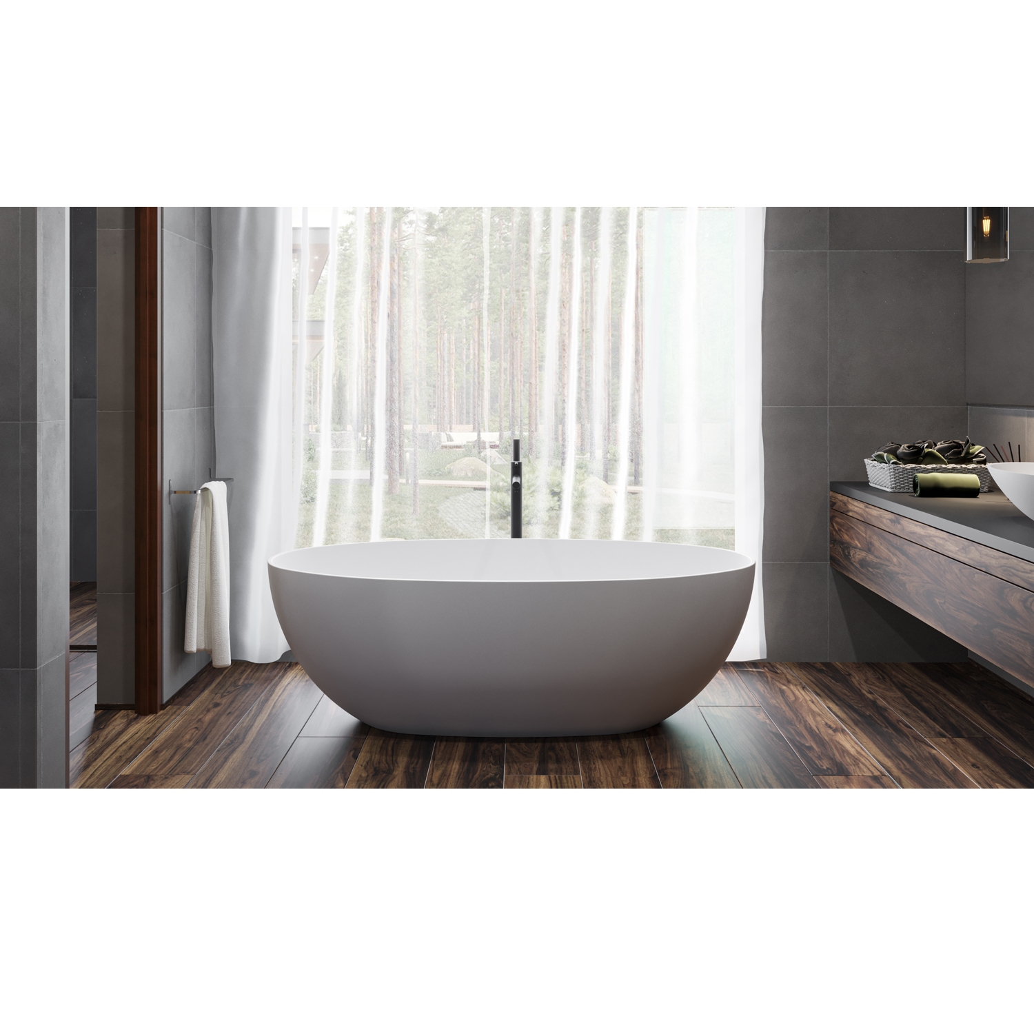 Ванна WHITECROSS Diamond 170x87 (белый мат) иск. камень