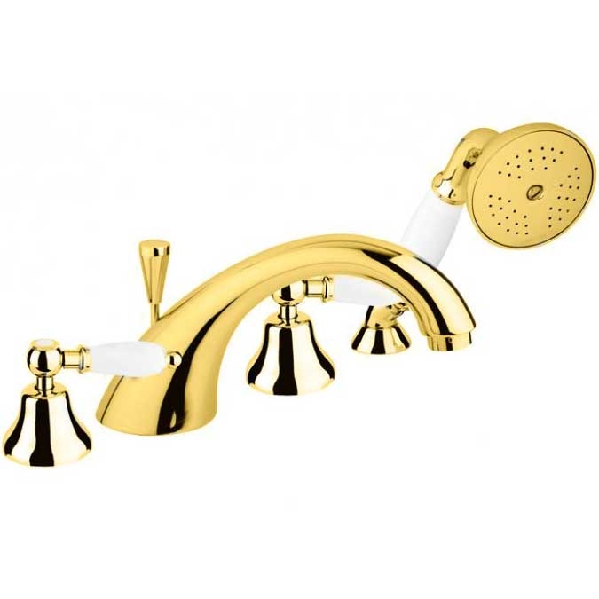 Смеситель на борт ванны Cezares First BVD ручки Белые Хром