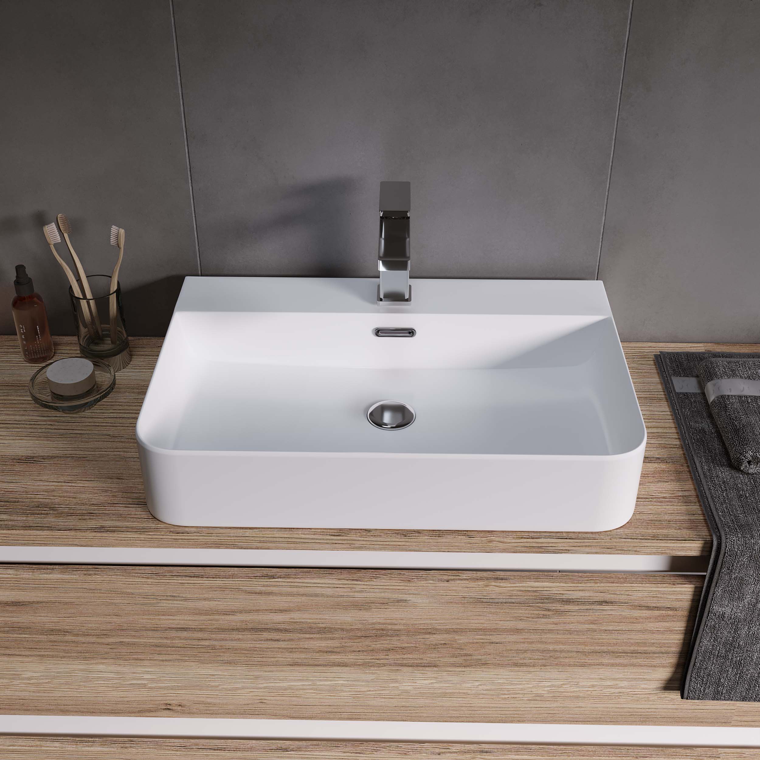 Раковина накладная 60см Grossman GR-3036 белый