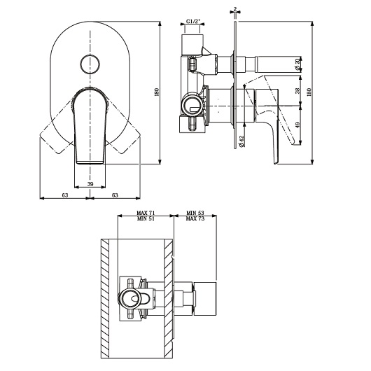 Смеситель для ванны с душем Villeroy & Boch Liberty TVS10700200061 хром