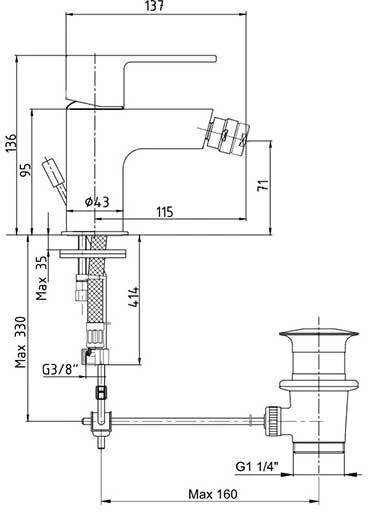 Смеситель для биде E.C.A Nita 102110151EX хром