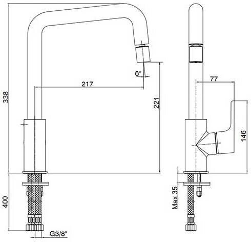 Смеситель для кухни E.C.A Luna 102118044EX хром