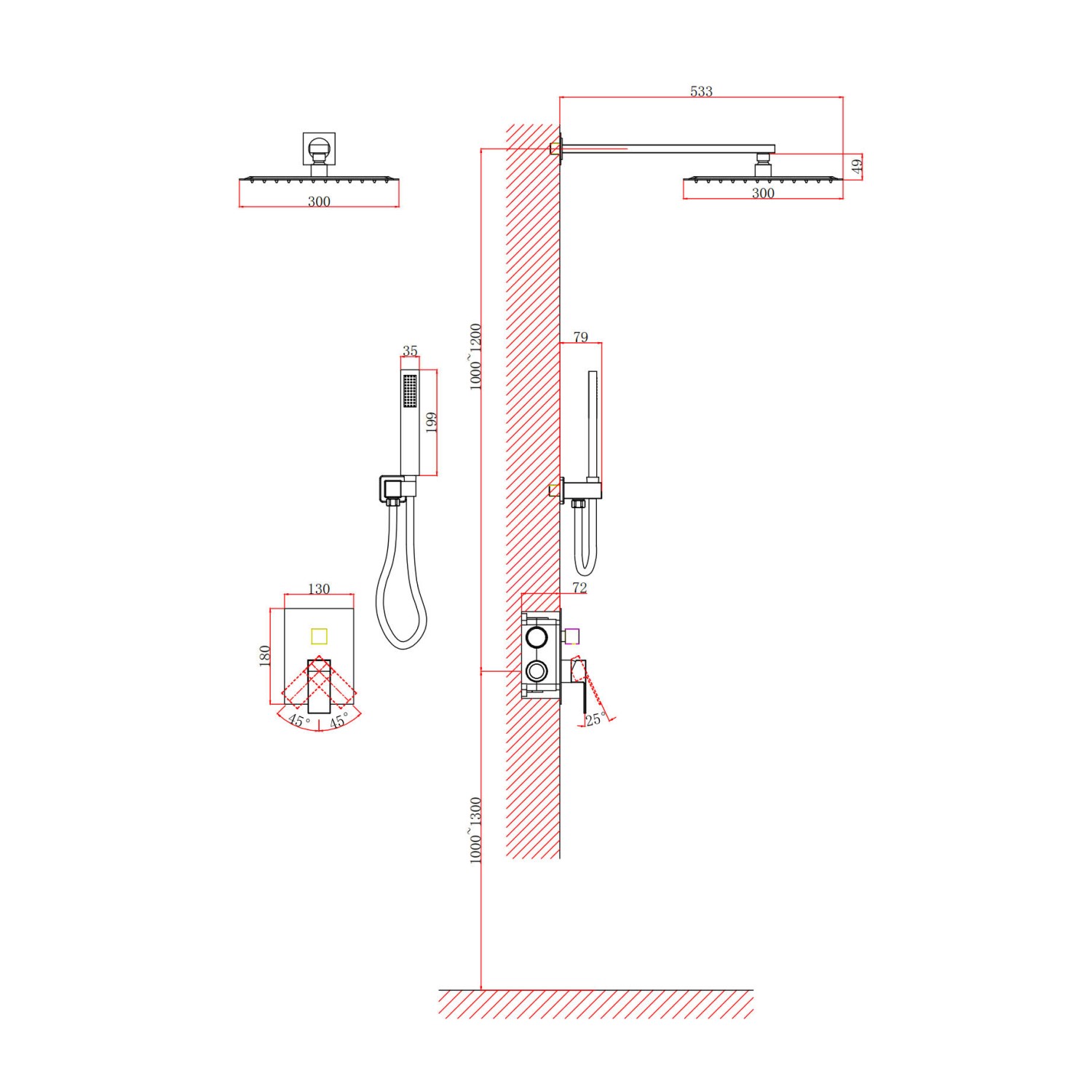 Душевая система встраиваемая D&K Bayern.Liszt DA1515708A04, белый