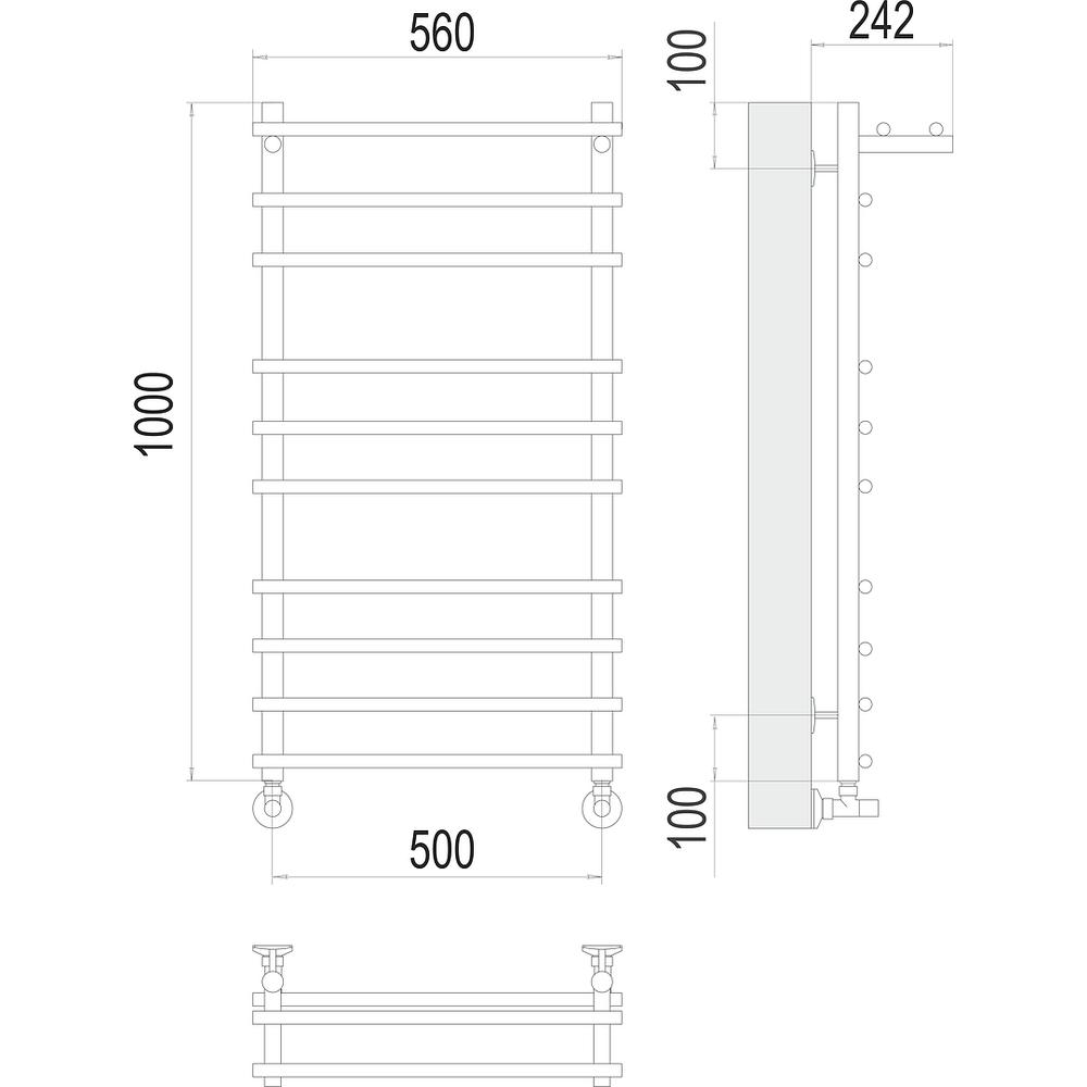 Полотенцесушитель водяной с полкой Terminus Ватра П10 50х100