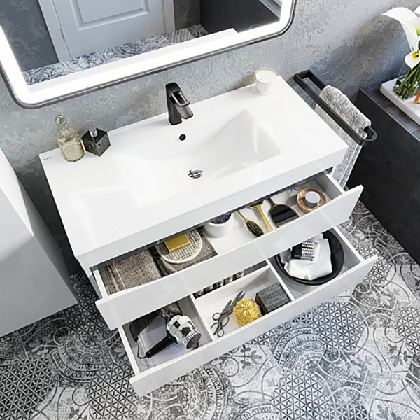 Тумба с раковиной Iddis Cloud 100 подвесная Белая