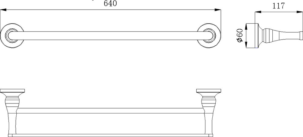 Держатель для полотенца Rush Corsica CO42532 60 см двойной Хром