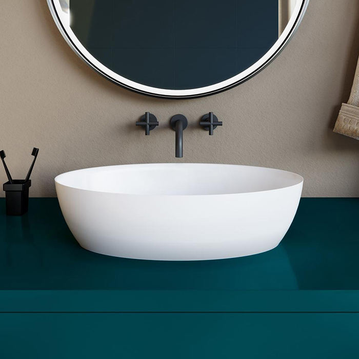 Раковина накладная 58см Salini Alda 110621M белый матовый