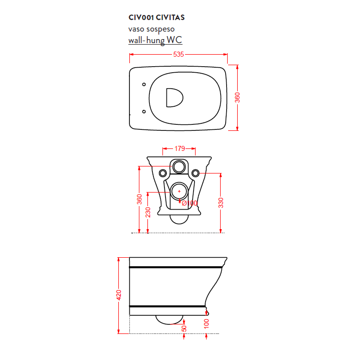 Унитаз подвесной ArtCeram Civitas CIV001 белый