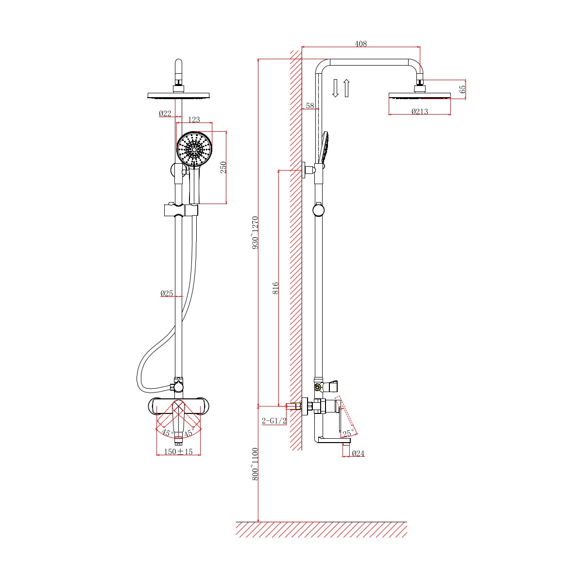 Душевая система D&K Bayern.Fürth DA1523705B18, черный