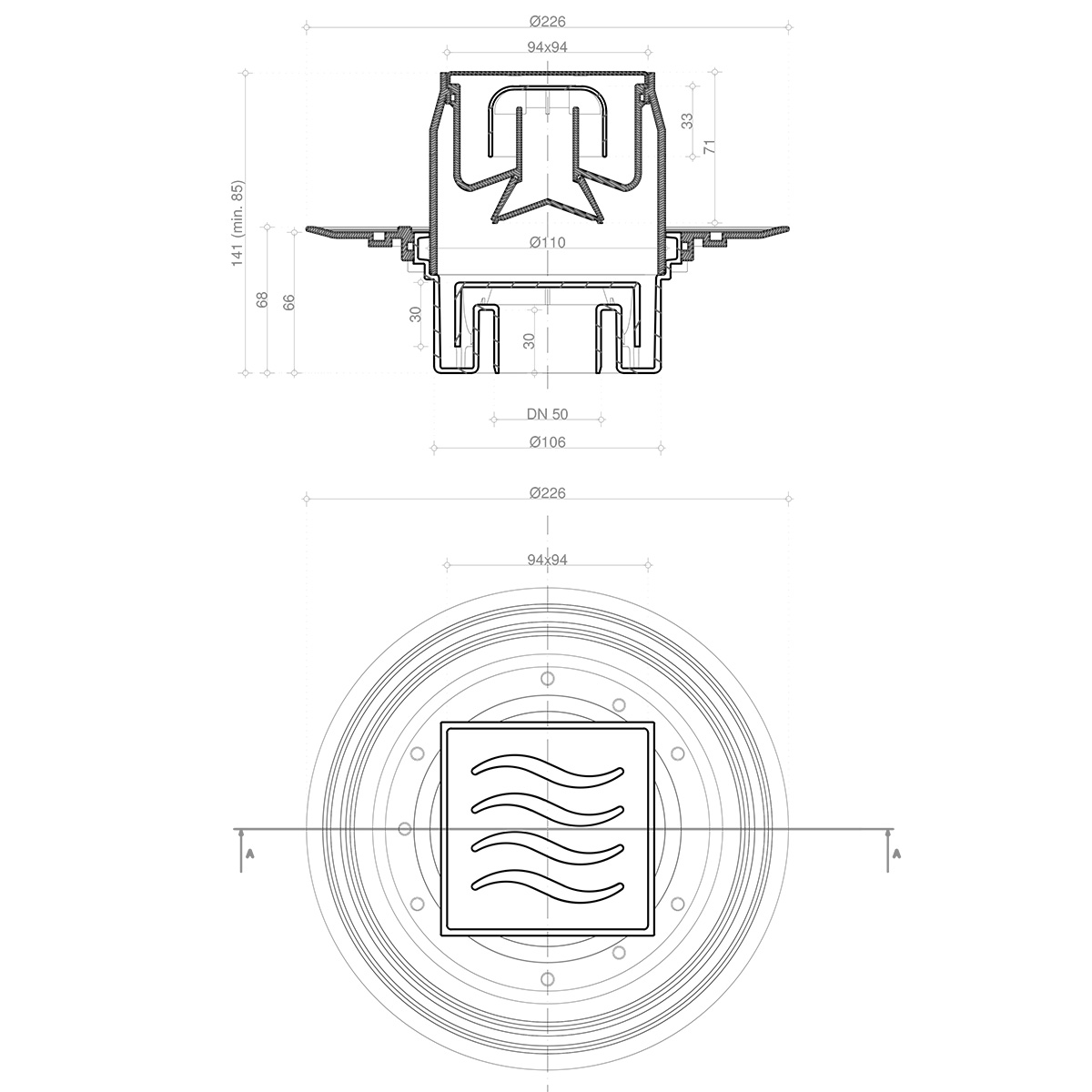 Душевой трап Pestan Confluo Standard 13000069 с решеткой