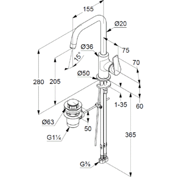 Смеситель для раковины Kludi Pure&Solid 340250575 хром