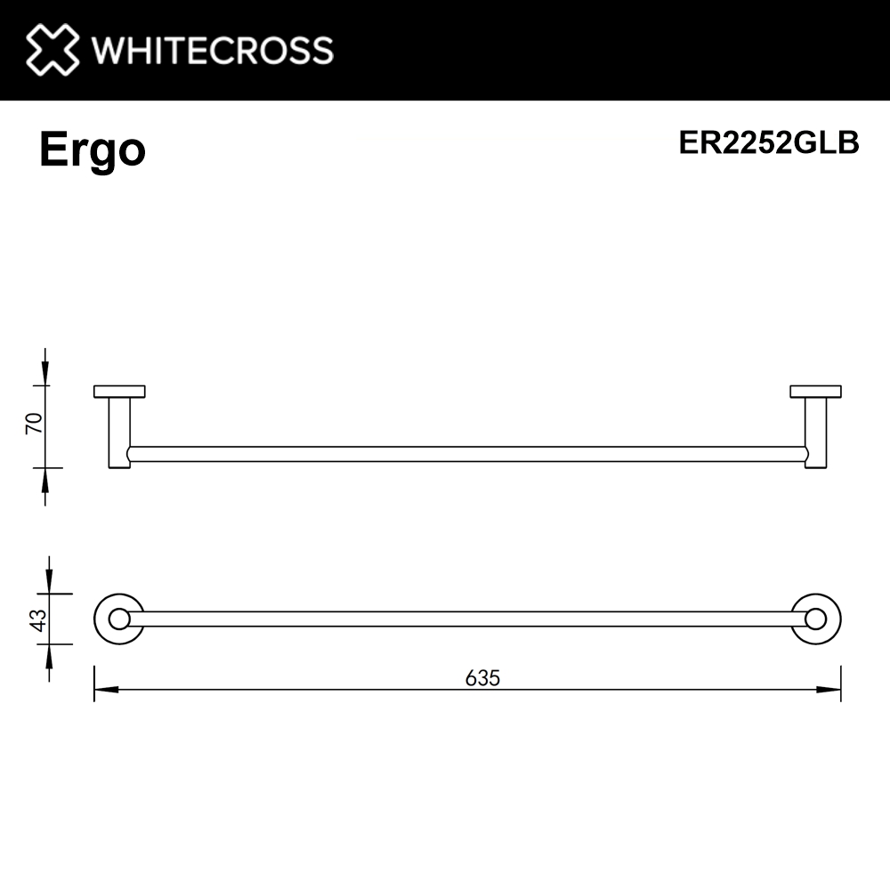 Полотенцедержатель 600 мм. WHITECROSS Ergo ER2252GLB (брашированное золото)