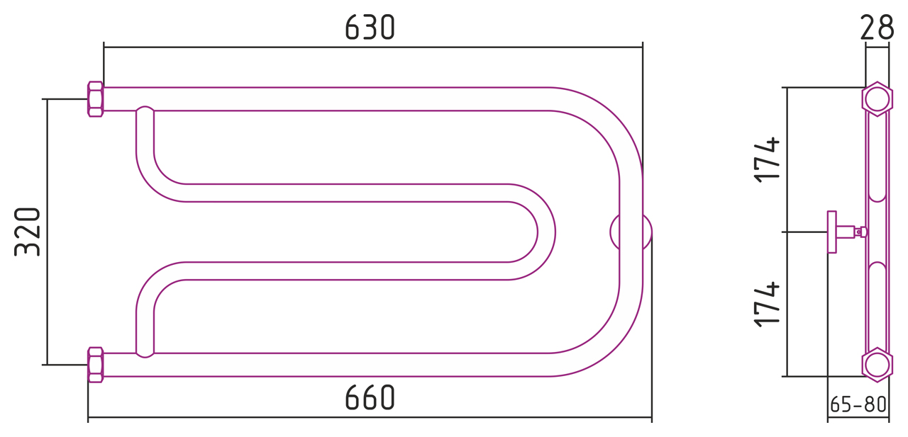 Полотенцесушитель водяной Сунержа Гусли 32х65 хром