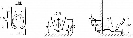 Унитаз c инсталляцией Jacob Delafon Struktura E21741RU-00 сиденье тонкое микролифт, клавиша хром