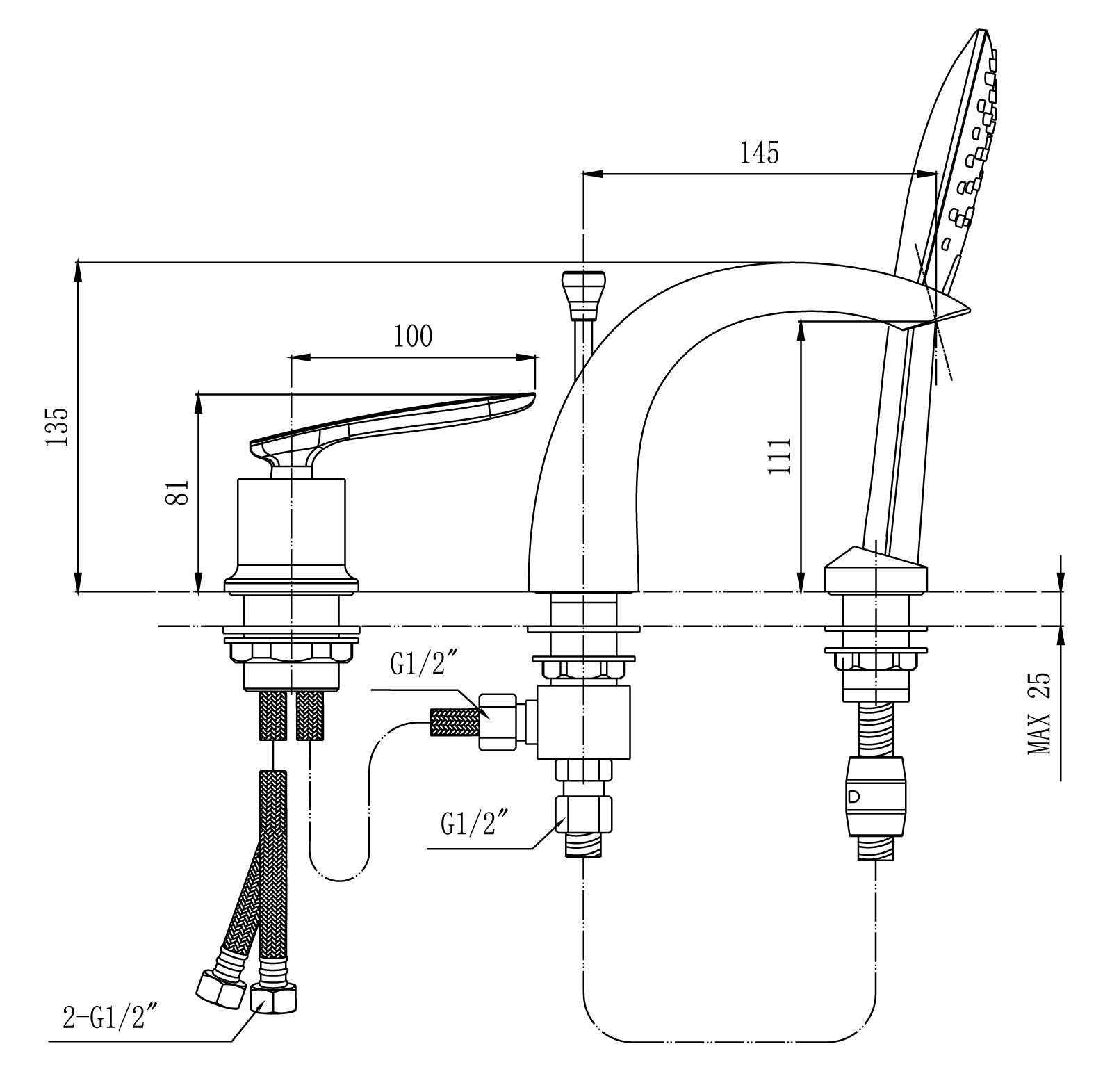 Смеситель для ванны с душем Timo Helmi 4010/00-16Y хром;белый глянцевый