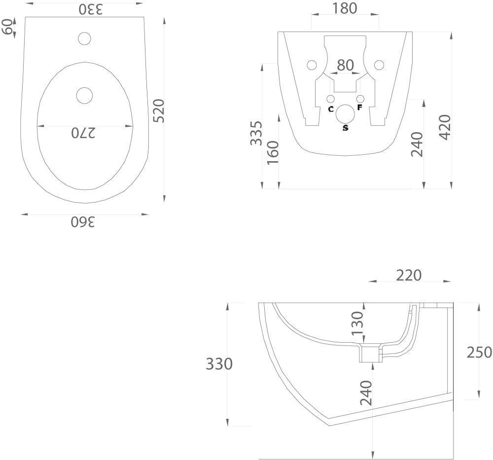 Биде подвесное ArtCeram File 2.0 FLB001 grigio oliva