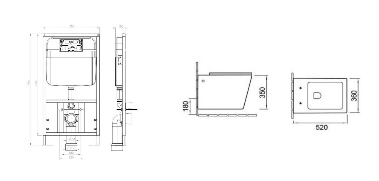 Комплект (инсталляция, унитаз, сиденье, кнопка смыва) SantiLine SL-5004MB + SL-04 матовый черный, с сиденьем микролифт