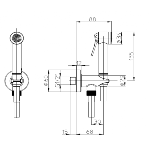 Гигиенический душ Bossini Apice CE4002.073 черный матовый