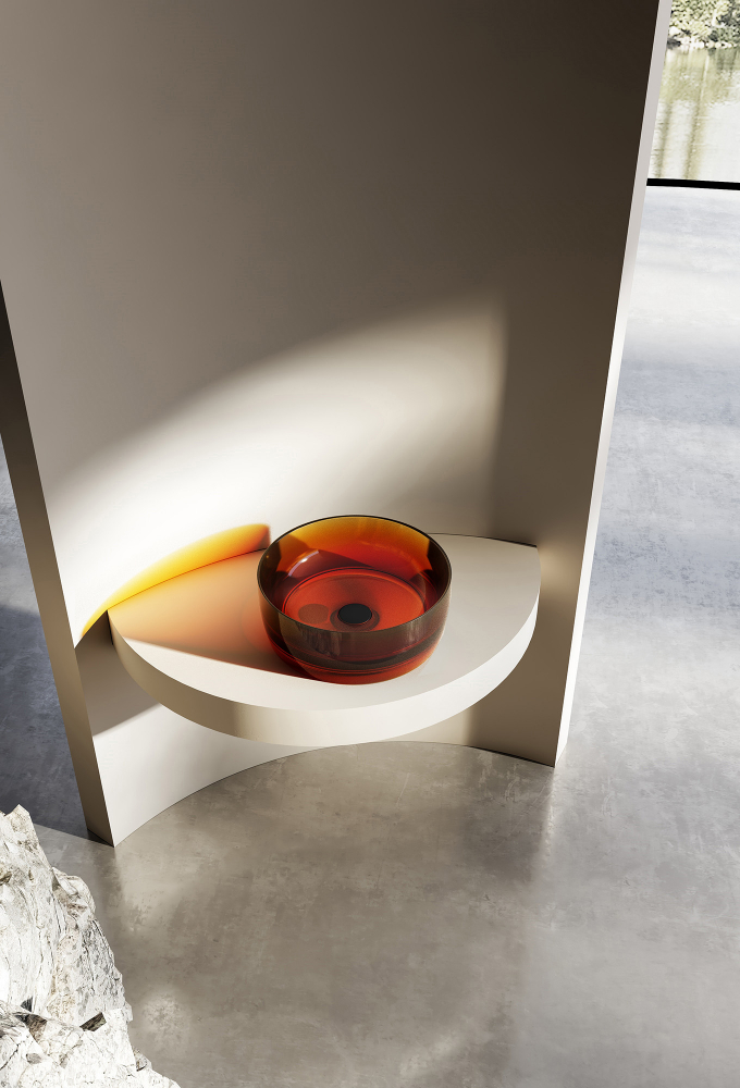 Раковина накладная 40см ABBER Kristall AT2804Opal коричневый