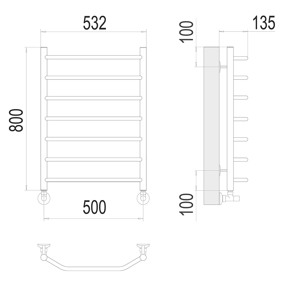 Полотенцесушитель водяной Terminus Виктория П8 50х80