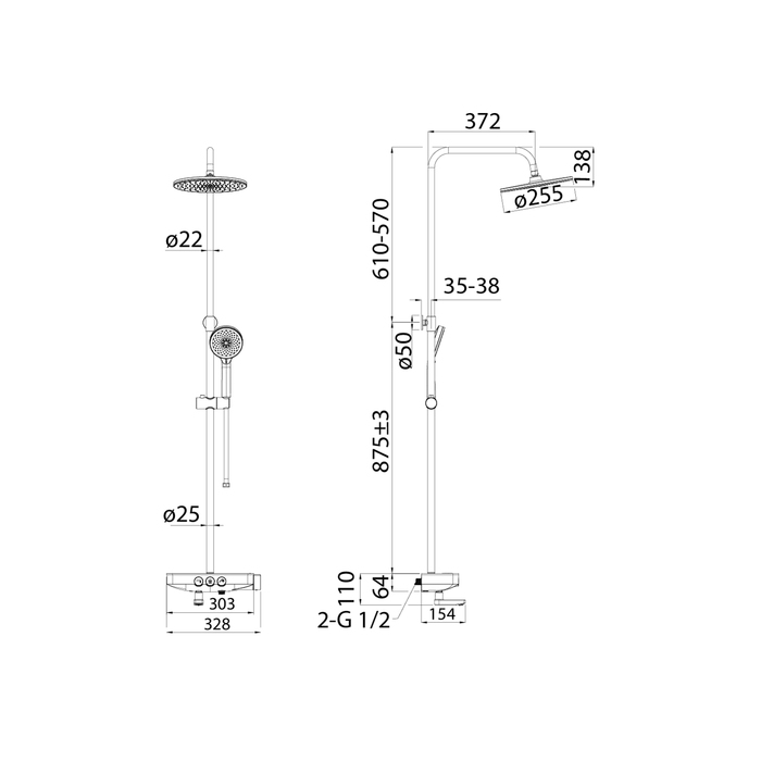 Душевая стойка IDDIS Shelfy SHEWTBTi06 белый