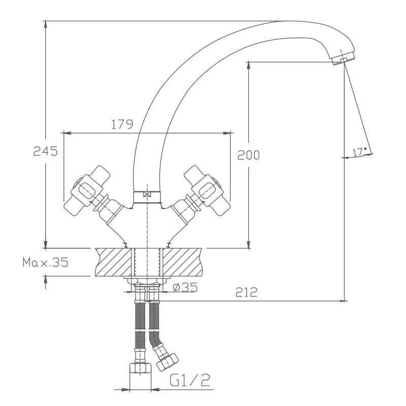 Смеситель для кухни Haiba HB4218, хром