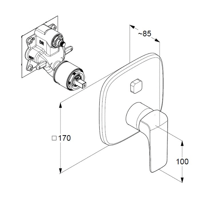 Встраиваемая душевая система со смесителем Kludi Ameo 416400575 хром