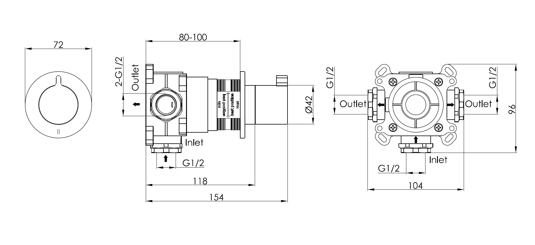 Переключатель для душа на 2 положения Benesque Lumiere 12010404 латунь брашированная
